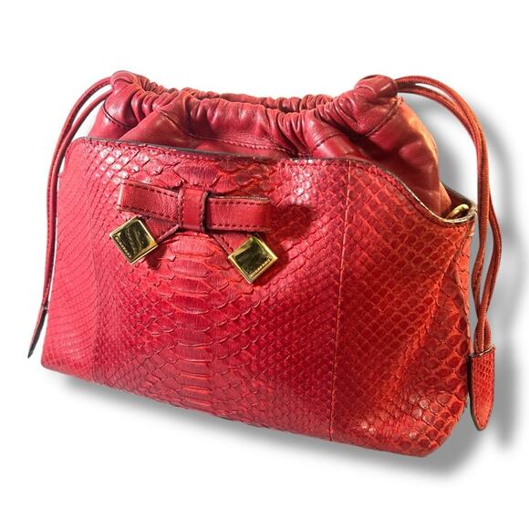 BURBERRY Luxurious Red Python Leather Shoulder/Clutch/or Crossbody Bag - Picture 14 of 16